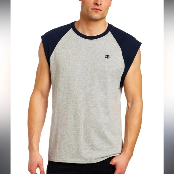 CHAMPION Men's Cotton Jersey Raglan Cap-Sleeve T-Shirt Size XL - Picture 1 of 12